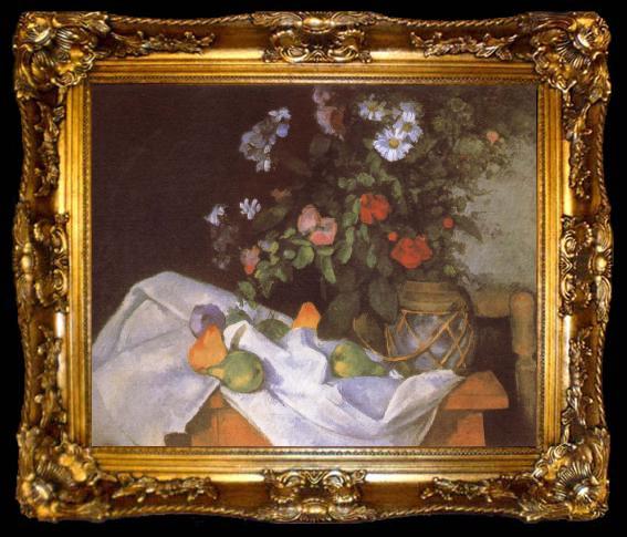 framed  Paul Cezanne Still life with Flowers and Fruit, ta009-2